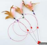 фото Игрушка-дразнилка для кошек, с эластичной стальной удочкой, с перьями